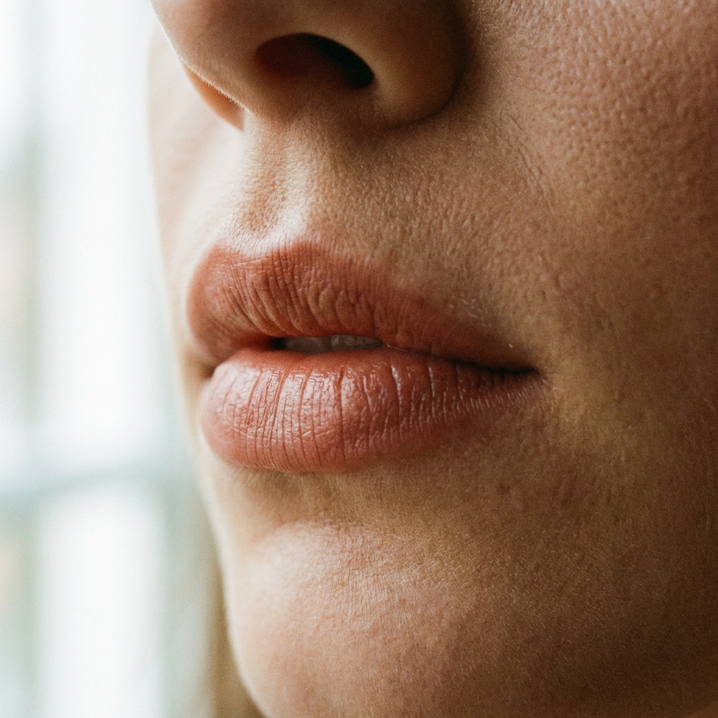 Zbliżenie na naturalne usta po kwasie hialuronowym